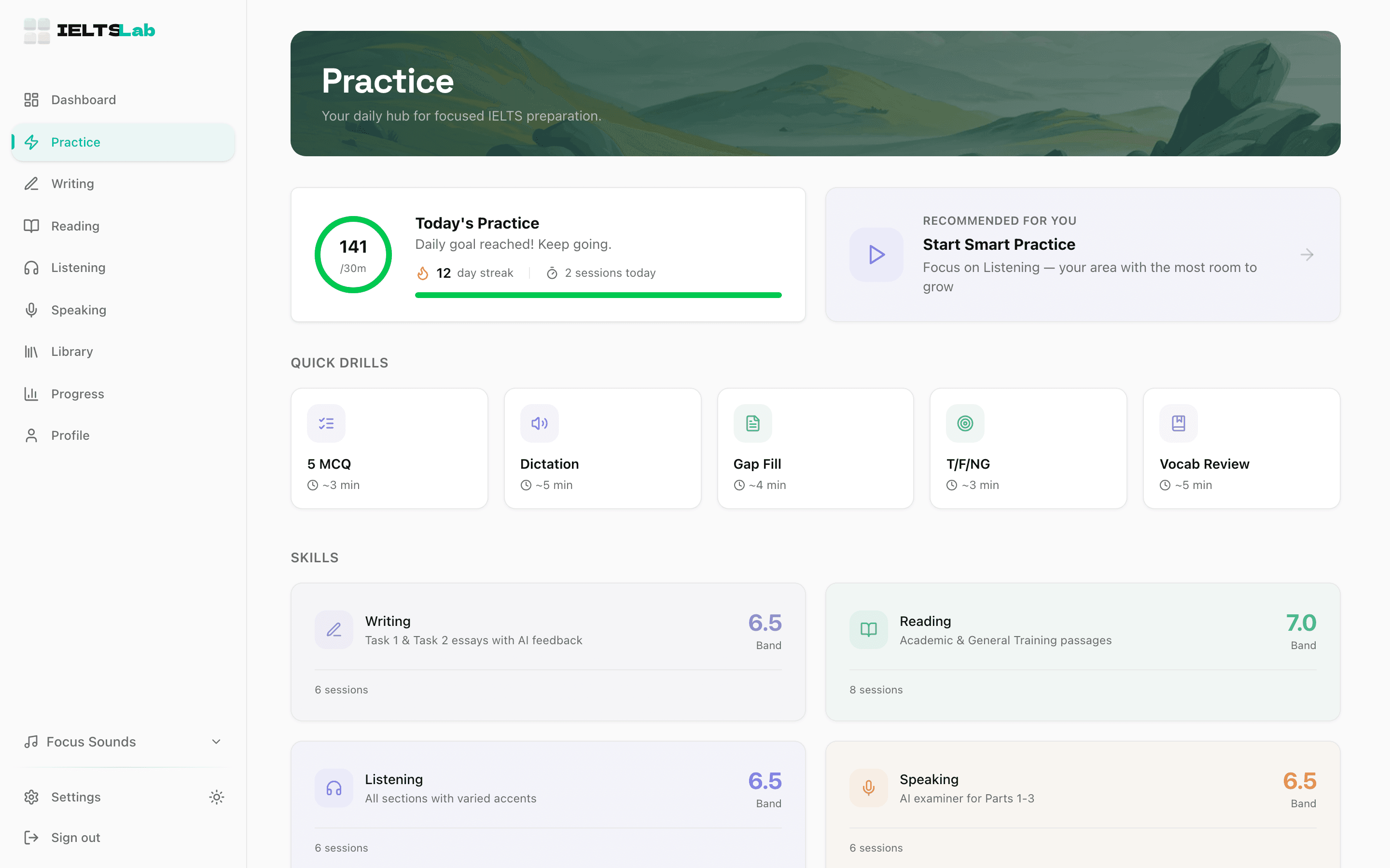 Practice in real exam conditions